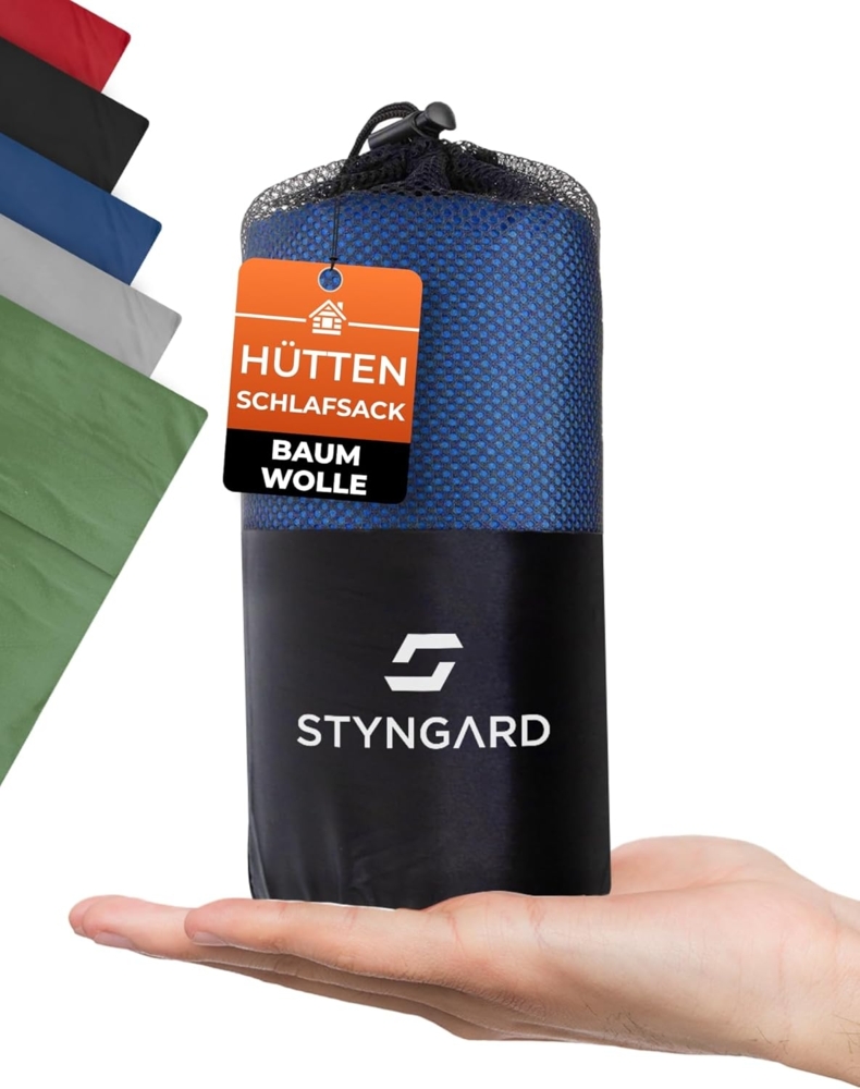 Styngard Schlafsackinlett Hüttenschlafsack Baumwolle Ultraleicht [350g] - kleines Packmaß, 100% Baumwolle, Warm und Leicht Bild 1