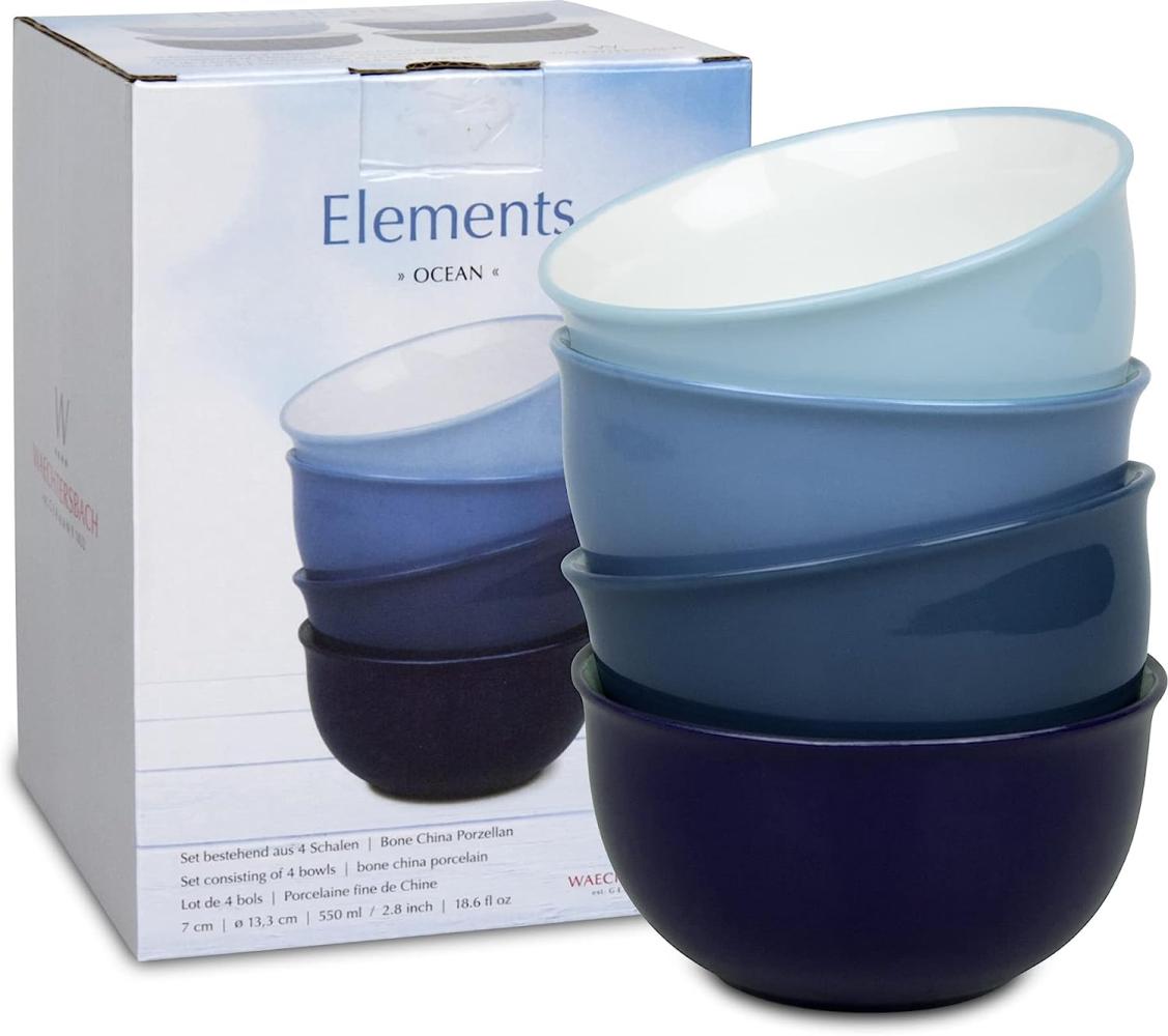 Waechtersbach Elements Ocean Müslischalen 4er Set, Schüsseln, Schalen, im Geschenkkarton, Bone China, Blau, Ø 13 cm, 41 5 972 5000 Bild 1