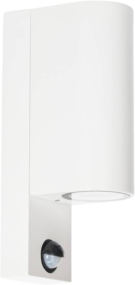Prios Außen-Wandleuchte Tetje, Metall, Weiß IP65mit Bewegungsmelder, 2x10 W LED Bild 1