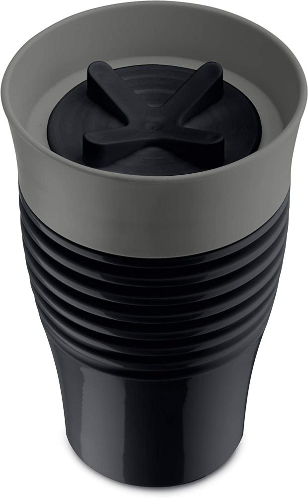 Koziol Safe To Go Thermobecher, Isolierbecher, Kaffeebecher, Trinkbecher, Thermo Becher, Kunststoff, Cosmos Black / Deep Grey, 400 ml, 3797313 Bild 1