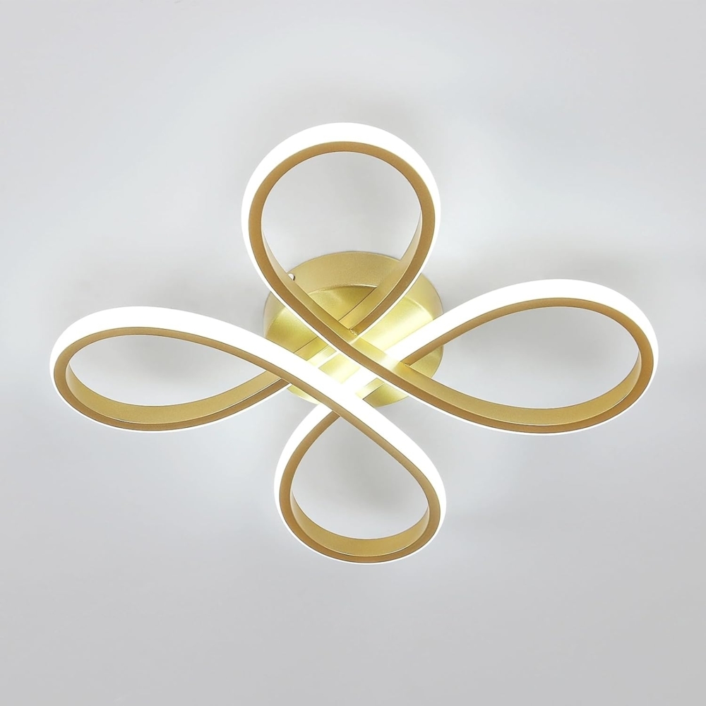 Comely Deckenlampe LED, 30W 3400LM LED Deckenleuchte Modern Deckenbeleuchtung Flower Form für Balkon Diele Schlafzimmer Wohnzimmer und Esszimmer, Kaltweißes Licht 6500K, 30cm, Gold Bild 1