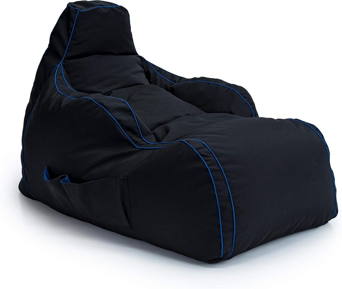 Game Over Videospiel Sitzsack Liegestuhl | Wohnzimmer | Seitentaschen für Controller | Headset-Halter | Hergestellt in Großbritannien | Ergonomisches Design für Entspannte Spieler (Cerulean Blitz) Bild 1