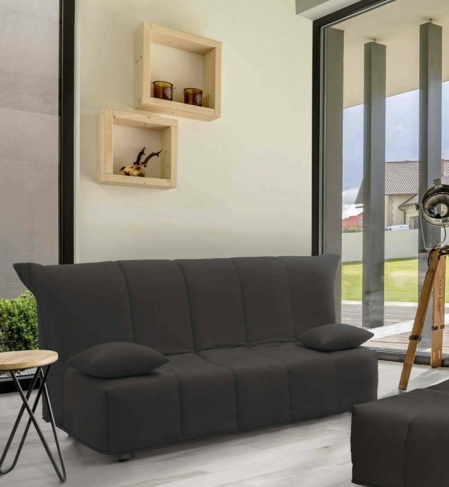 Talamo Italia - 3-Sitzer Schlafsofa Allegra, Sofa mit Trolley-Öffnung aus gepolstertem Stoff, Kissen inklusive, 100% Made in Italy, 165 x 90 x 85 cm, Grau Bild 1