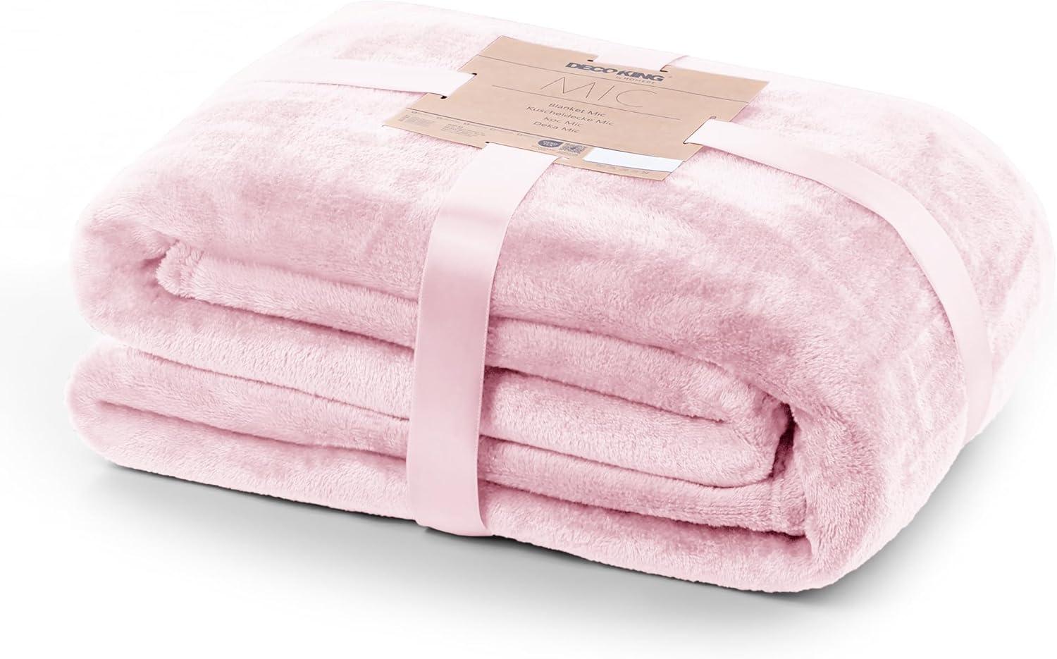 DecoKing Kuscheldecke 70x150 cm rosa Decke Microfaser Tagesdecke Fleece weich sanft kuschelig pink puderrosa powderpink Mic Bild 1