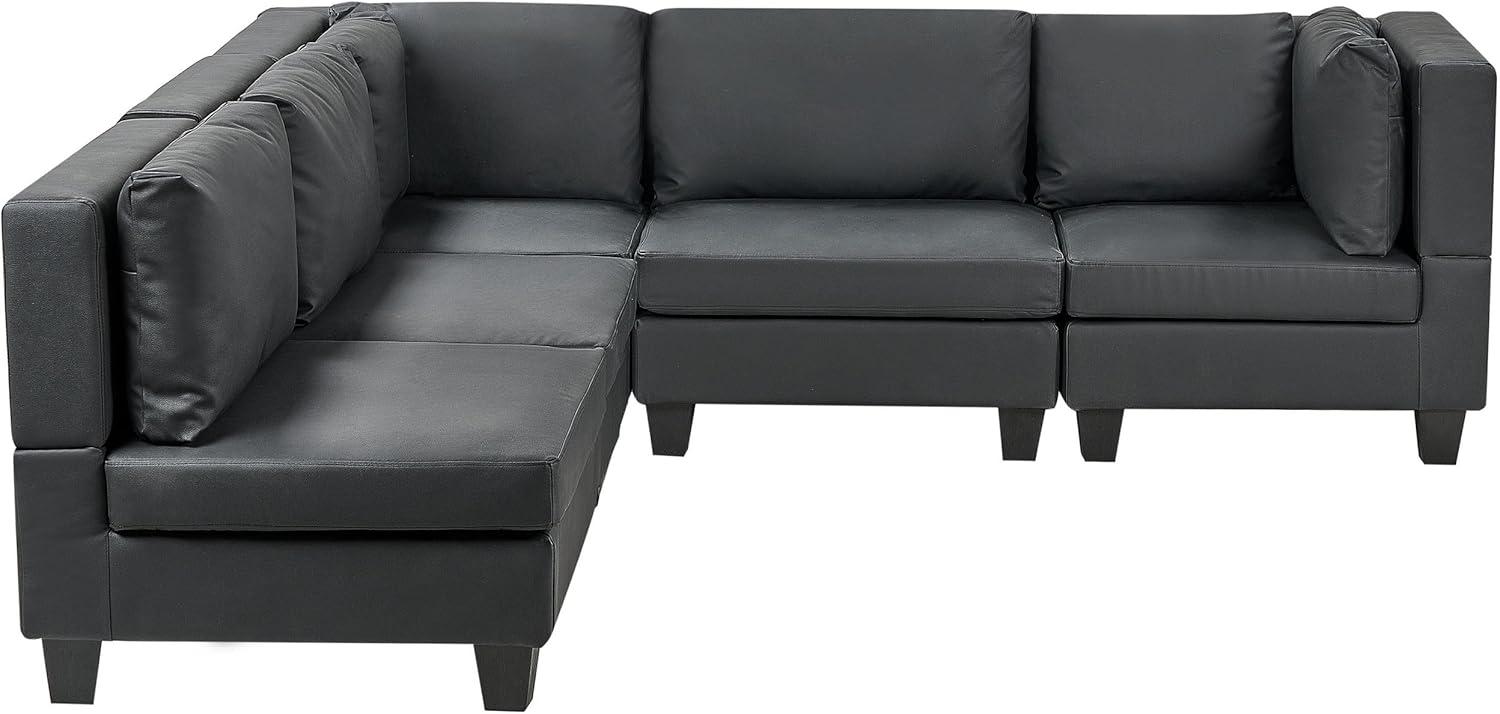 Beliani 'Unstad' Sofa, Schwarz, Kunstleder, 72 x 228 x 228 cm, ohne Ottomane, Rechts Bild 1