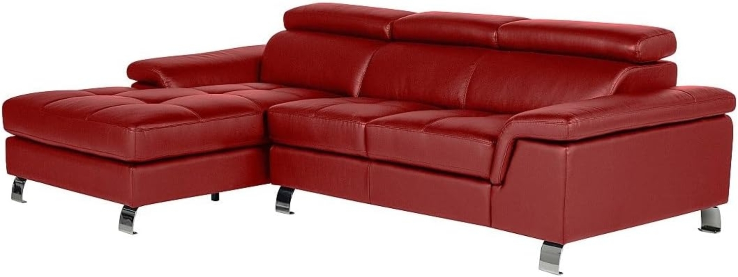 Vente-unique - Ecksofa Leder - Ecke Links - Rot - MISHIMA Bild 1