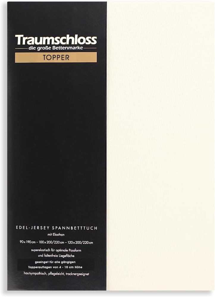 Traumschloss Topper Edel-Jersey Spannbettlaken creme 180-200x200-220 Bild 1