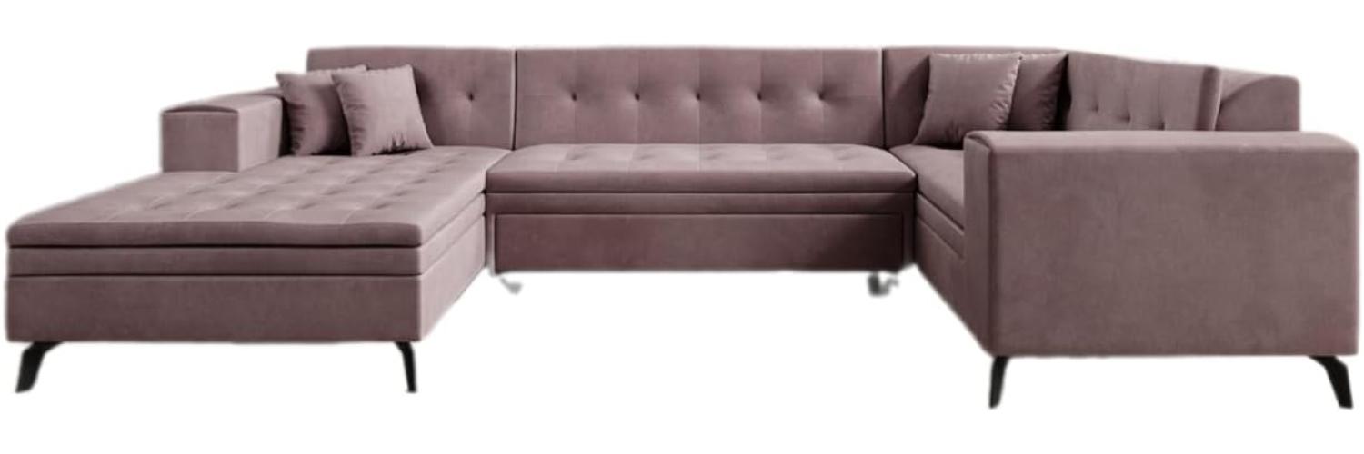 Designer Sofa Neola mit Schlaffunktion Samt Rosé Links Bild 1