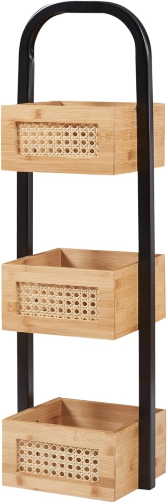 Badezimmerregal Tervola 73x23x19 cm Schwarz/Bambus [en. casa] Bild 1