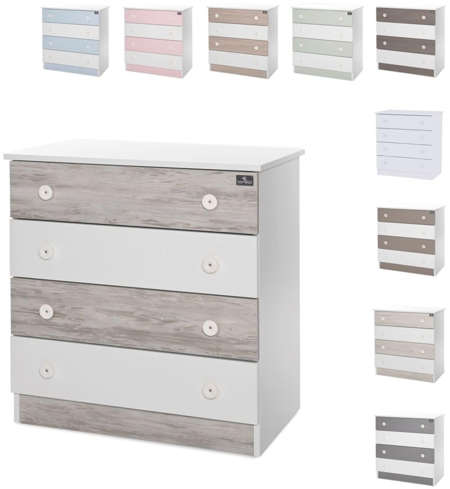 Lorelli Kommode Dresser 81 x 50 x 86 cm, 4 große Schubladen, schnelle Montage weiß grau Bild 1