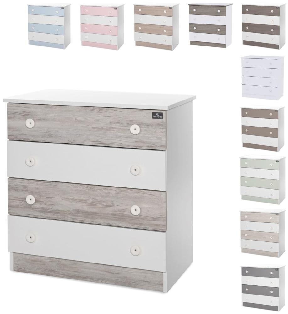 Lorelli Kommode Dresser 81 x 50 x 86 cm, 4 große Schubladen, schnelle Montage weiß grau Bild 1