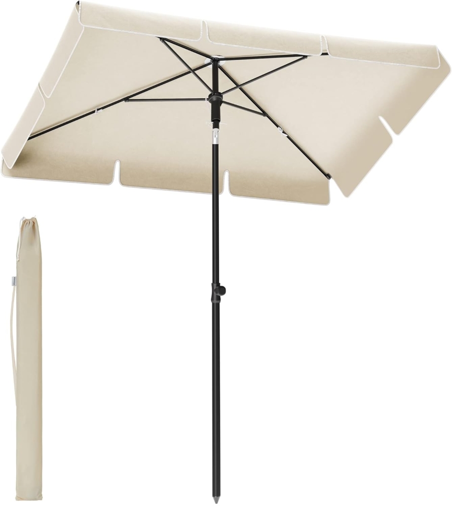 Songmics Sonnenschirm, mit Aufbewahrungstasche, ohne Ständer, UPF 50+, Stahl / Polyester, Beige, 180 x 125 cm Bild 1