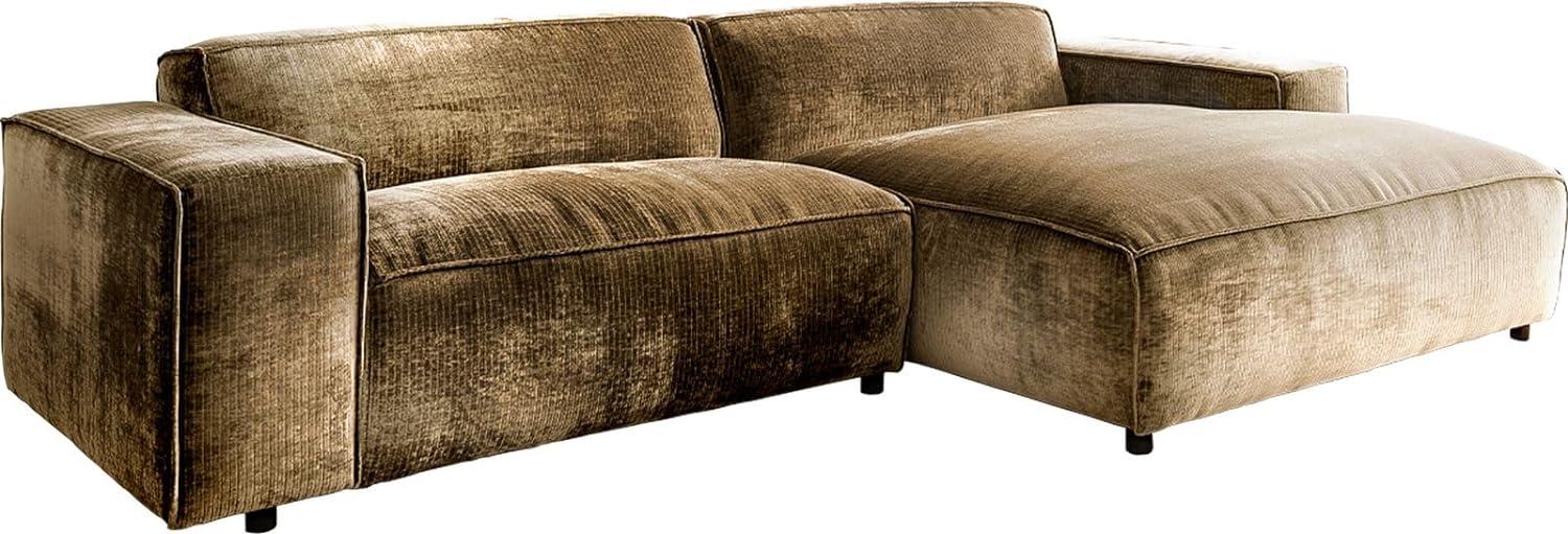 Ecksofa Tenso 280x165 cm Chenille Gold Recamiere rechts Bild 1