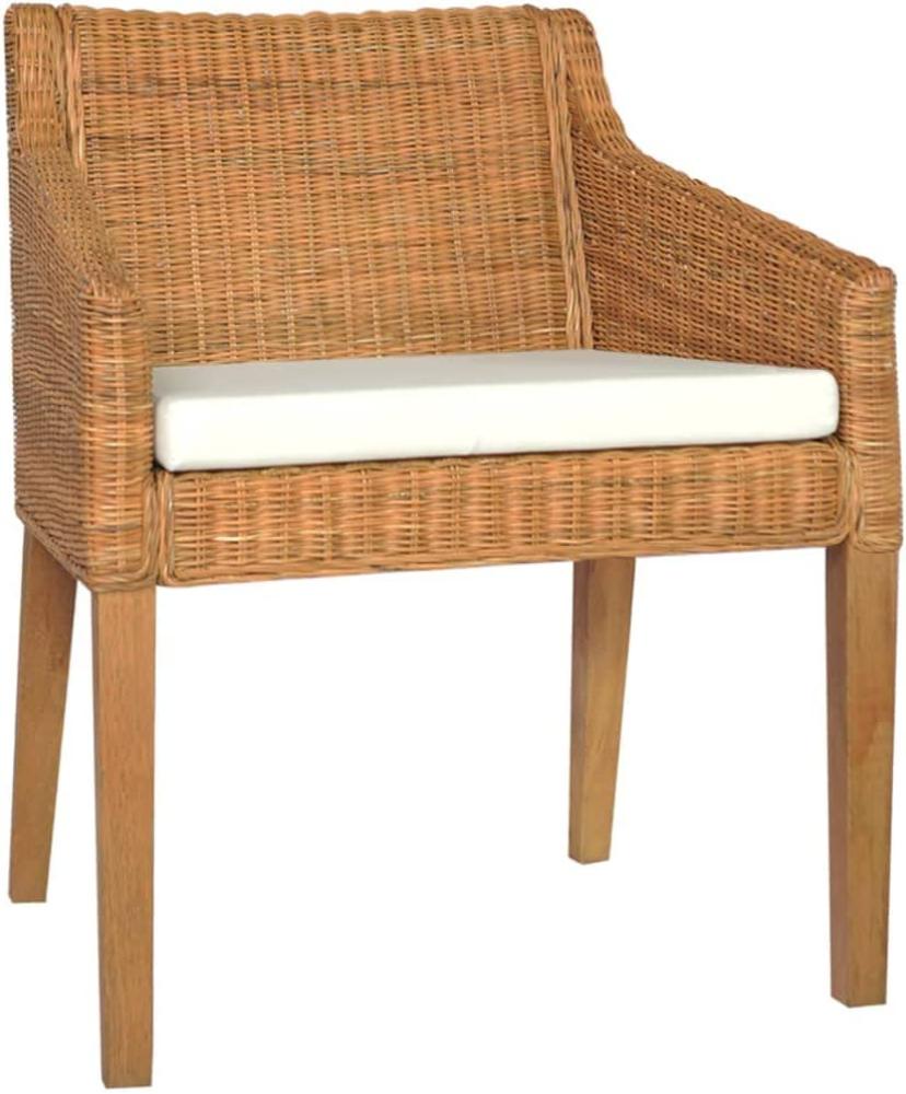 vidaXL Esszimmerstuhl mit Kissen Hellbraun Natur Rattan [325492] Bild 1