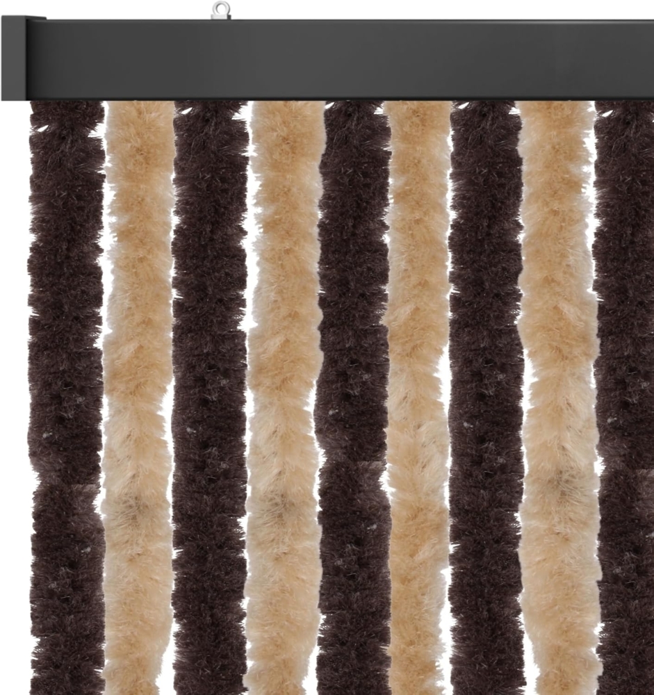 Flauschvorhang 100x200cm ( Beige-Braun ), perfekter Insekten- und Sichtschutz für Ihre Balkon- und Terrassentür, viele Farben Bild 1