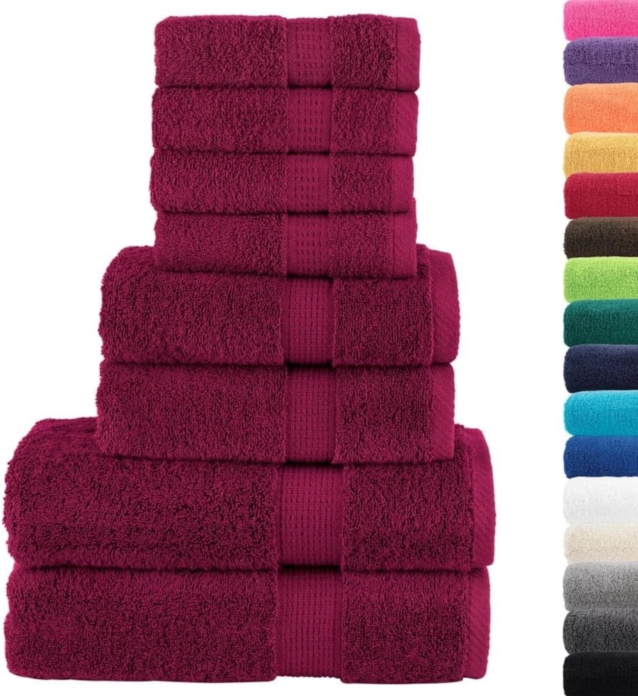 vidaXL 8 tlg. Premium-Handtuch-Set SOLUND Bordeaux 600 g/m² 137539 Bild 1