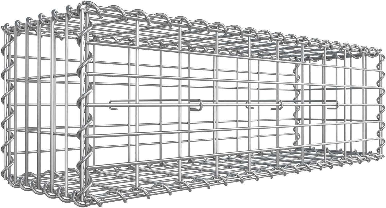 Gabionenkorb, 100 x 30 x 30 cm, Metall-Steinkorb mit 5 x 10 cm Maschenweite für Mauersteine, verzinkt, Steingabione Mauer, silber GGB133 Bild 1