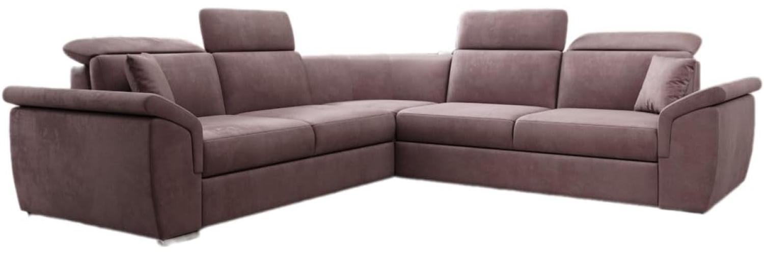 Designer Sofa Fernando mit Schlaffunktion und Stauraum Samt Rosé Bild 1