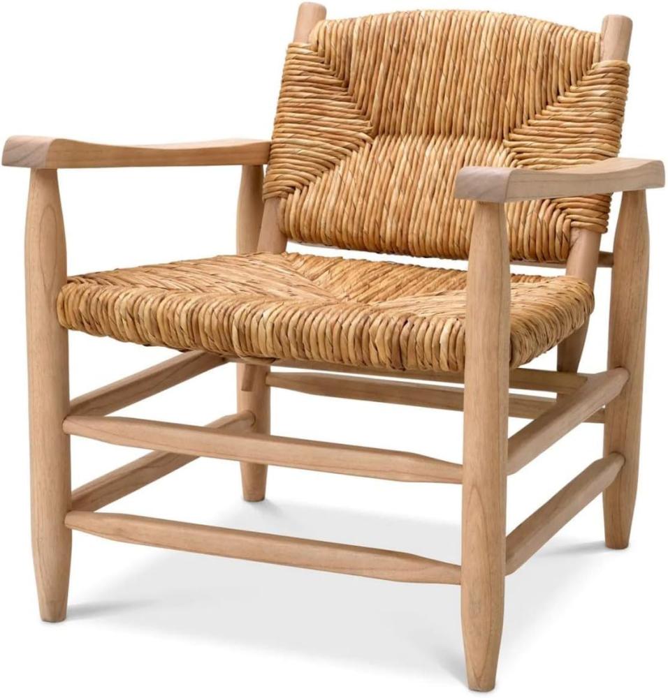 Casa Padrino Luxus Sessel Naturfarben 60,5 x 74 x H. 71 cm - Wohnzimmer Sessel - Hotel Sessel - Wohnzimmer Möbel - Luxus Möbel - Wohnzimmer Einrichtung - Luxus Einrichtung - Möbel Luxus Bild 1