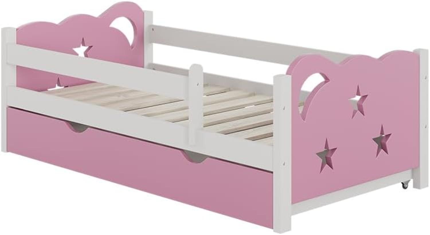 VitaliSpa Kinderbett Einzelbett Juniorbett Jessica Weiß Pink 140x70 cm modern Kinderzimmer Bett Bettschublade Rausfallschutz Bild 1