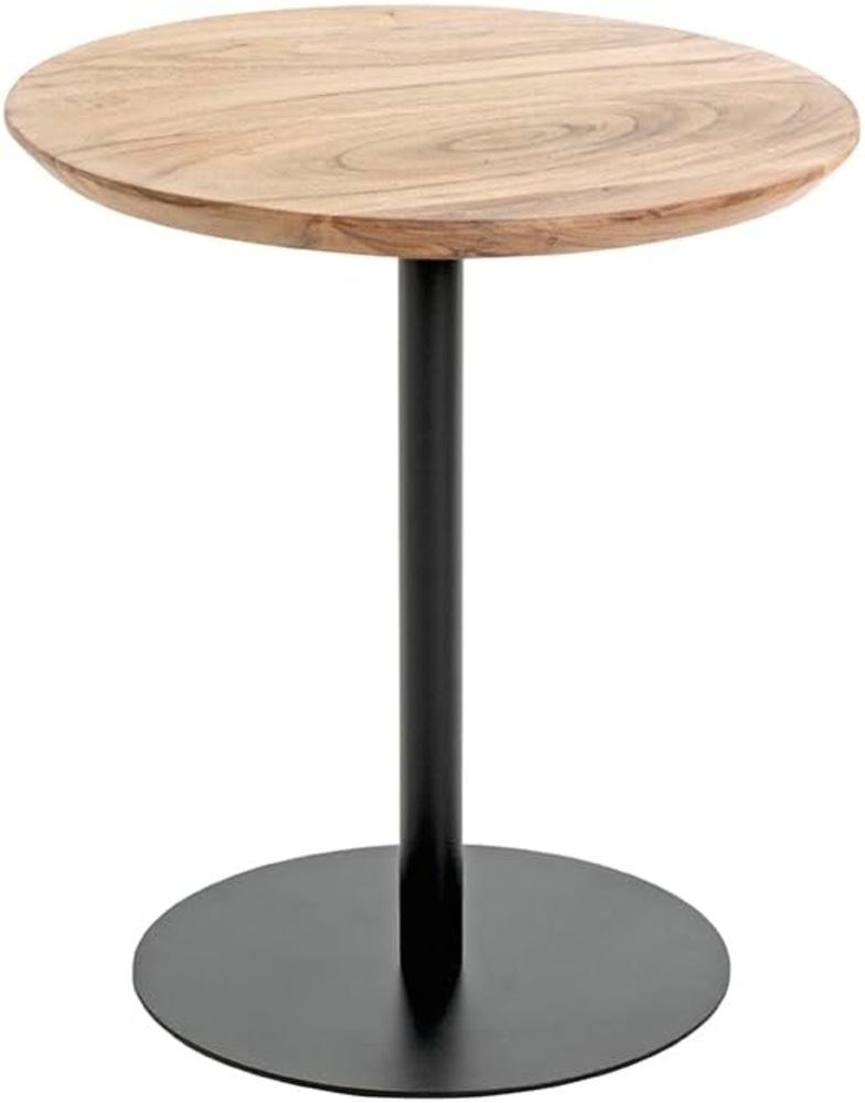 HAKU Möbel Beistelltisch, akazie, schwarz, Massivholz, Metall, Stahlrohr - Maße: H 45 x Ø 40 cm, Style: Urban Collective Bild 1