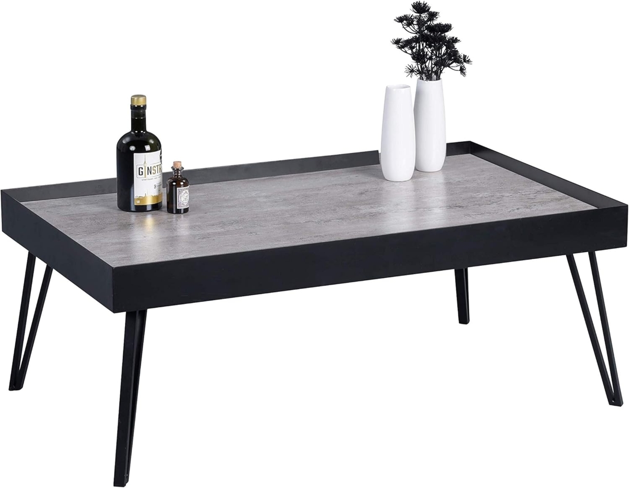 M2 Kollektion Julian 3 Couchtisch/Sofatisch, Metall, grau, schwarz, B/H/T= 100 x 39 x 60 cm Bild 1