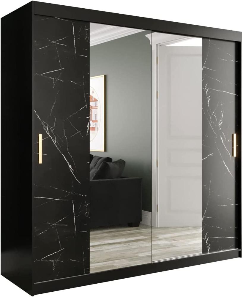 Kleiderschrank Kamoga T1 200 (Schwarz / Marmor Schwarz + Gold, ohne Schubladen) Bild 1