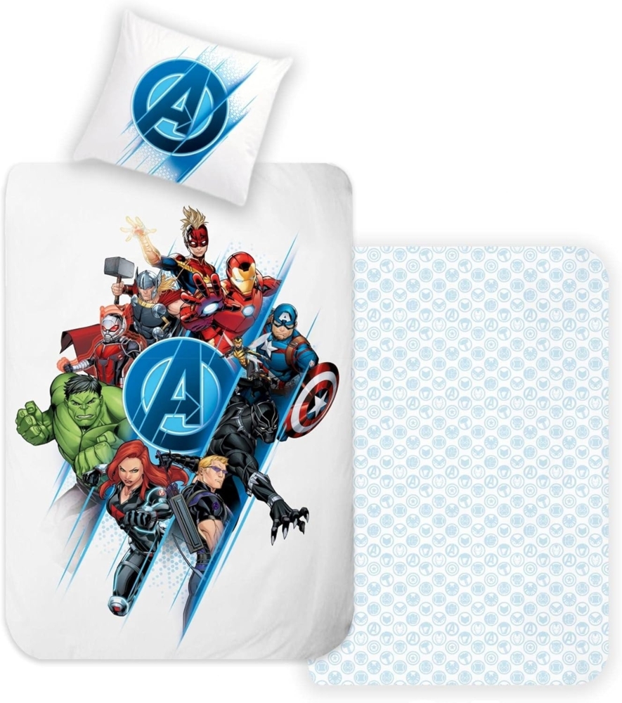 Disney Matratze, Decken, Spannbetttuch Disney Avengers Wendebettwäsche Set 140x200, 60x70, 2-teilig,Baumwolle Bild 1