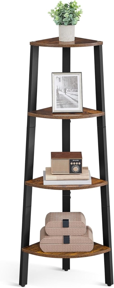 Vasagle Eckregal, Leiterregal, Standregal, Bücherregal, 4 Ebenen für Zuhause, Wohnzimmer, Schlafzimmer, Balkon, vintage-schwarz, von Songmics LLS34X Bild 1