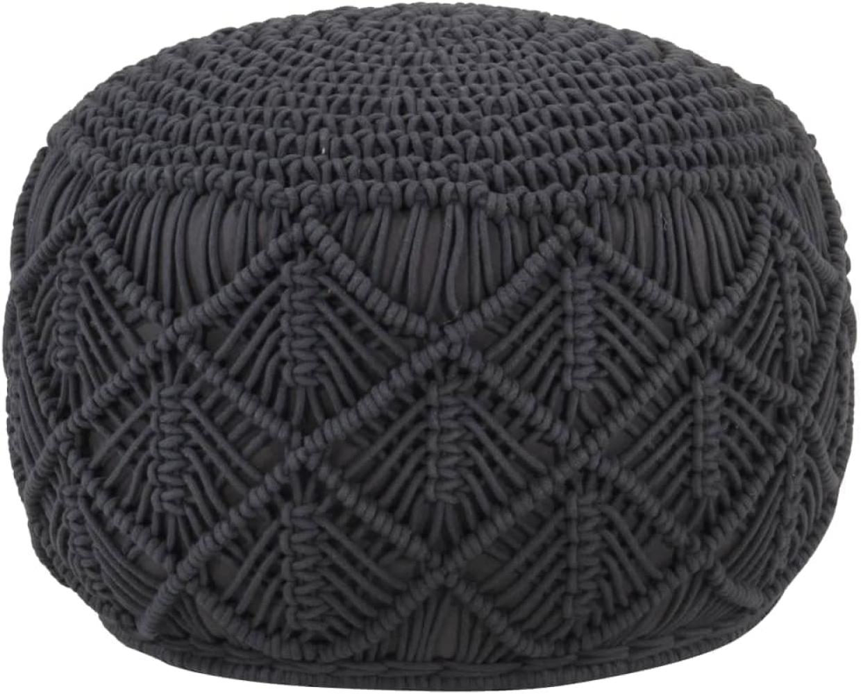 vidaXL Makramee Sitzpuff Handgefertigt Sitzpouf Sitzhocker Hocker Pouf Puff Ottomane Fußhocker Fußschemel Rund Anthrazit 45x30 cm Baumwolle Bild 1