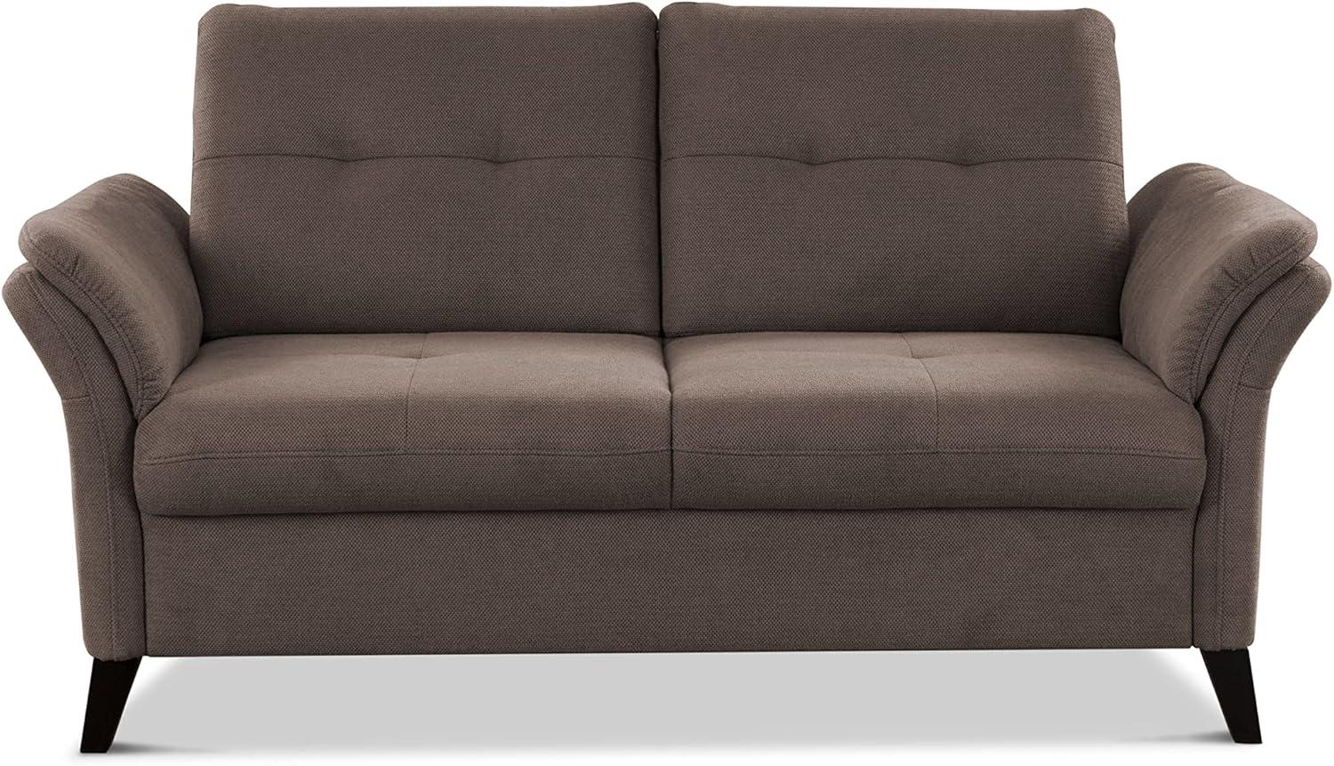 CAVADORE 2er Sofa Grönland / Skandinavische 2-Sitzer-Couch mit Federkern + Sitztiefenverstellung / 173 x 90 x 102 / Flachgewebe, Braun Bild 1