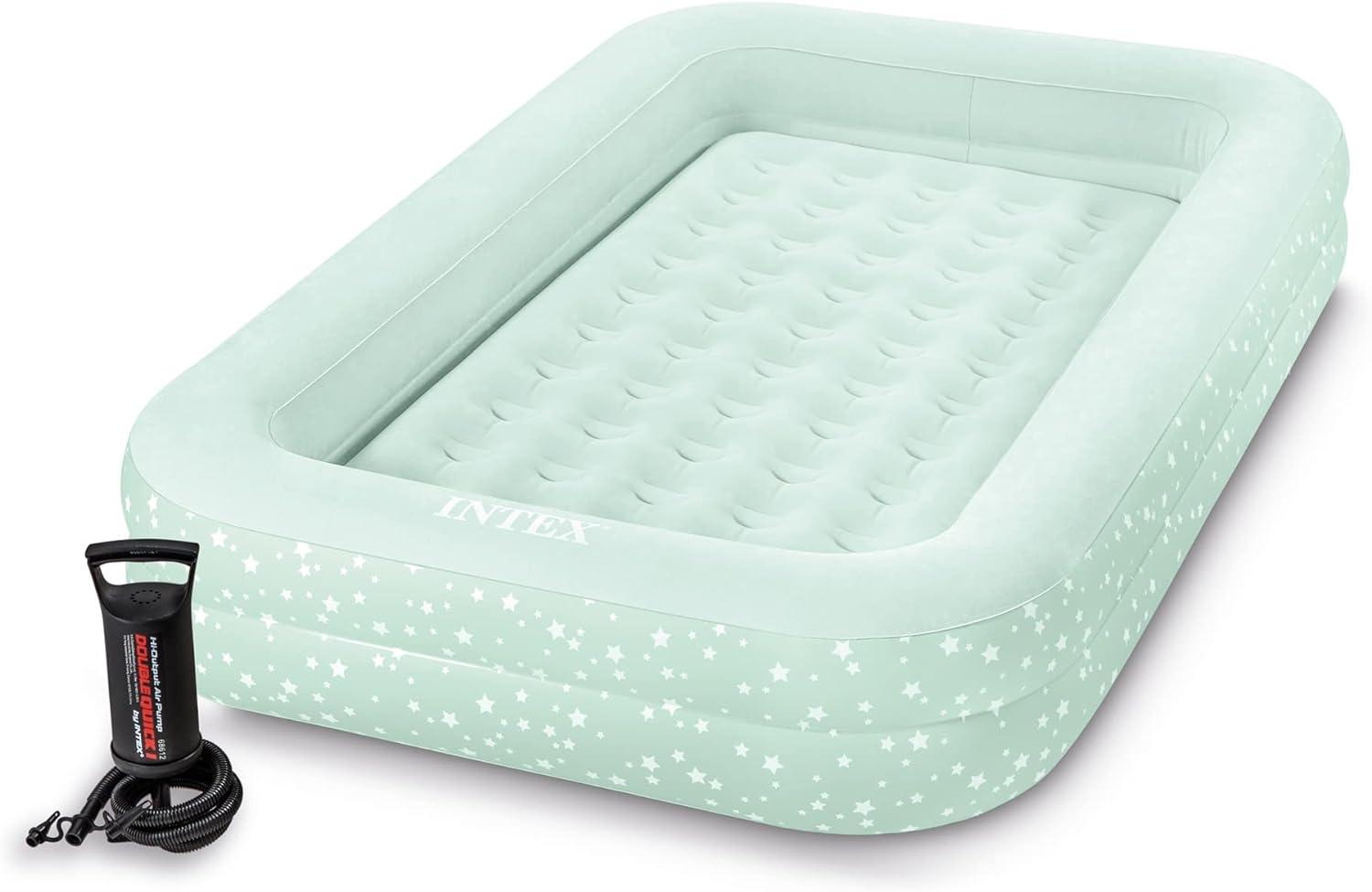 Intex Kinder Reisebett mit Pumpe, mint, 107x168x25cm Bild 1