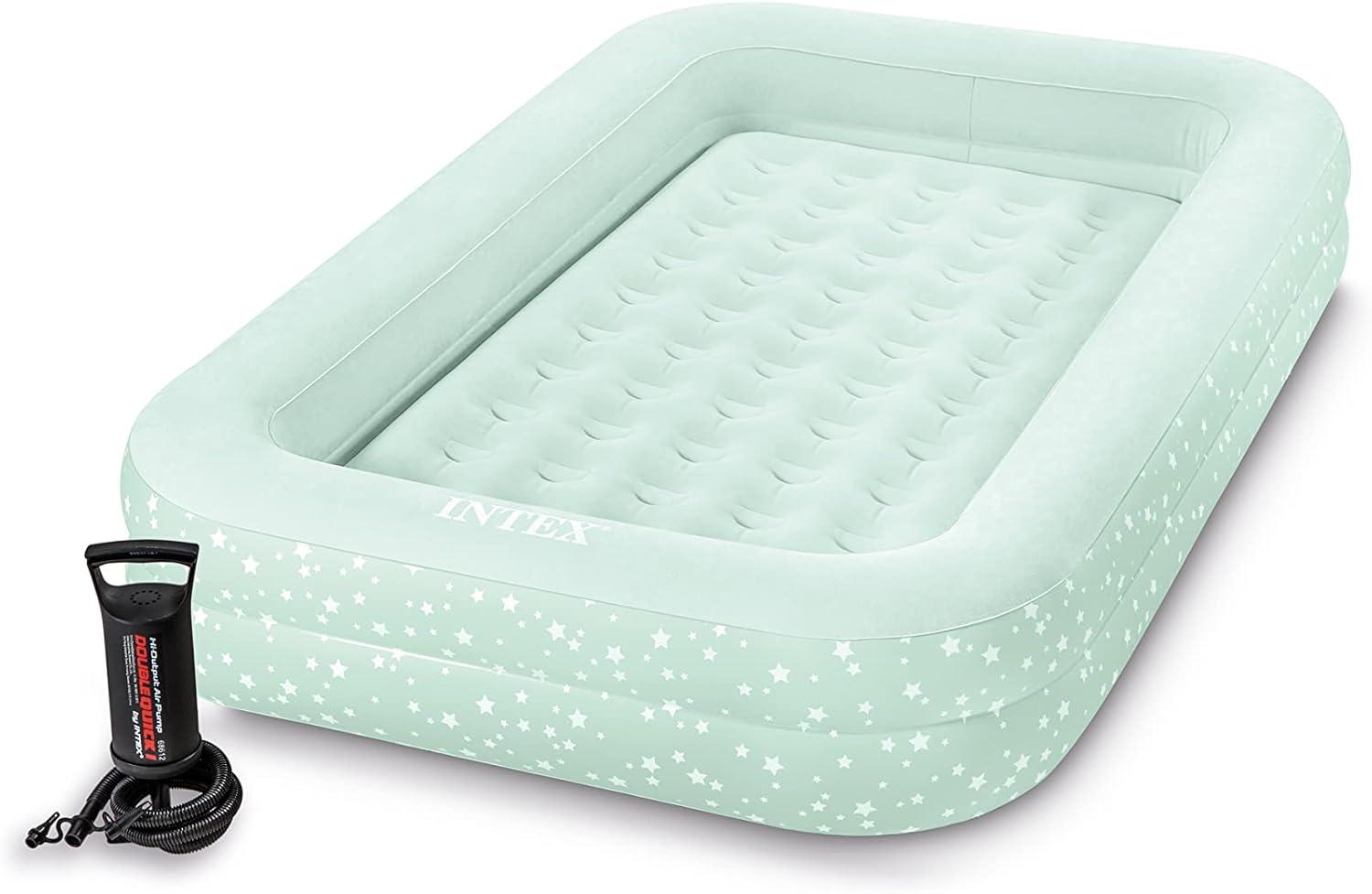 Intex Kinder Reisebett mit Pumpe, mint, 107x168x25cm Bild 1