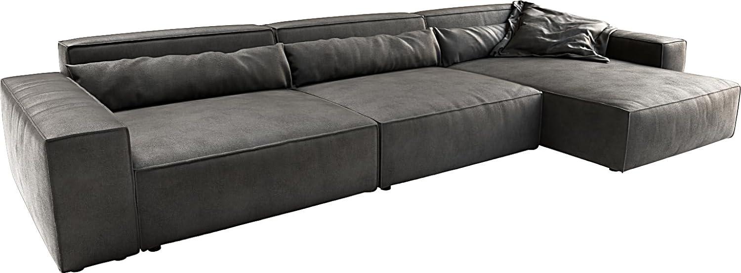 Ecksofa Sirpio XL 370x170 cm Lederimitat Vintage Anthrazit Bild 1