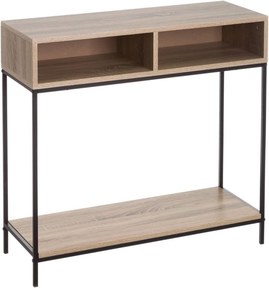 Lola Home Moderne Konsole aus schwarzem Metall für den Eingang Factory, Holz, 80 x 75 x 30 cm Bild 1