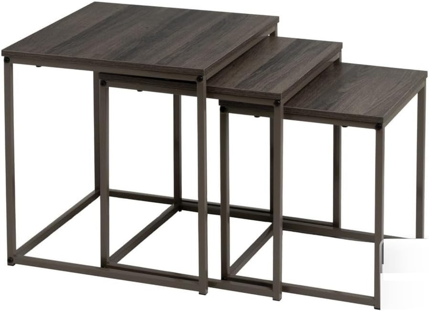 Set mit 3 Beistelltischen aus PB und Metall in Grau Bild 1