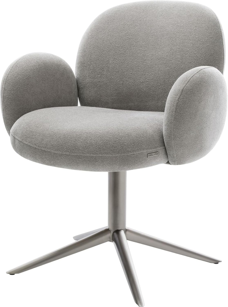 Drehstuhl Nube-Flex mit Armlehnen Strukturstoff Soft Grau Fußkreuz Graphit 360° drehbar Wippfunktion Taschenfederkern Bild 1