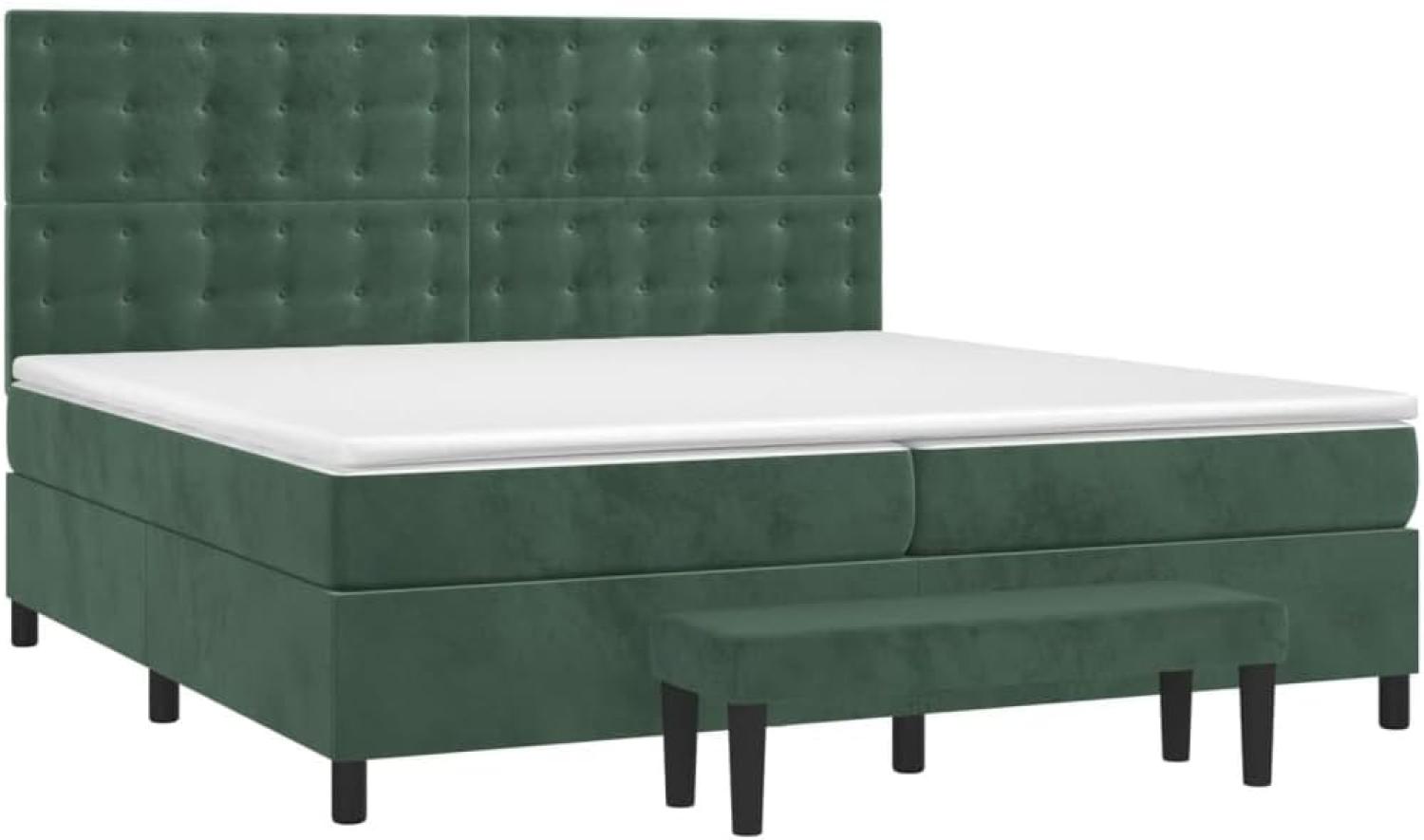 vidaXL Boxspringbett mit Matratze Dunkelgrün 200x200 cm Samt 3138106 Bild 1