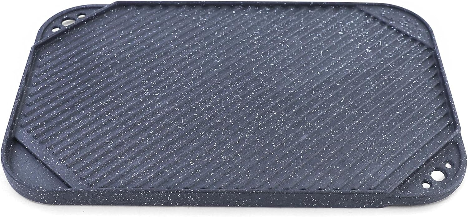 BBQ Grill Wendeplatte Planchaplatte Gusseisen Antihaftbeschichtet 45x30cm Bild 1