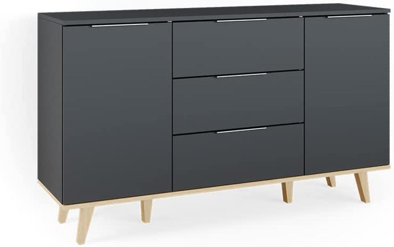 Vicco Sideboard Kommode Wohnwand Neptune Anthrazit Eiche Ablage Türe Schublade Bild 1