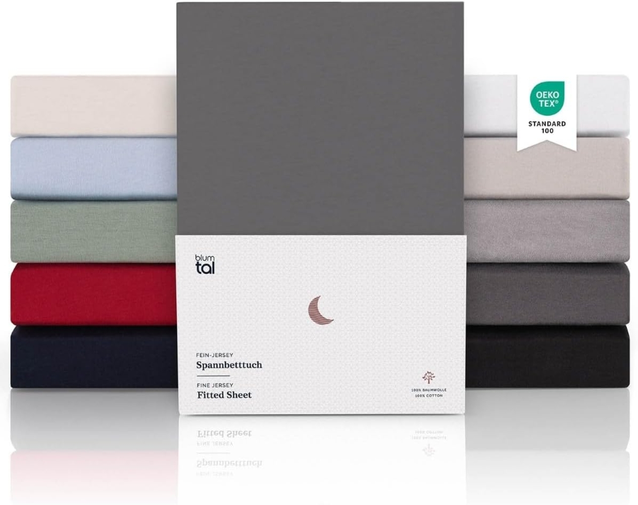 Blumtal® Premium Jersey Topper Spannbettlaken 200x200 cm, Oeko-TEX Zertifiziert, Superweiches 100% Baumwolle Bettlaken, bis 10cm Topper höhe, Anthrazit Bild 1