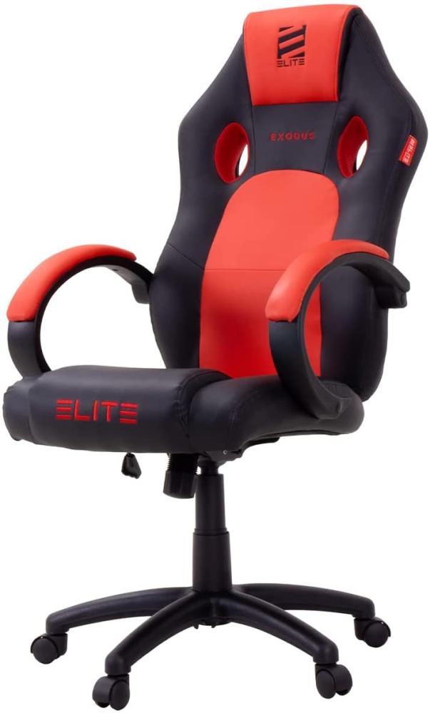 ELITE Gaming Stuhl MG100 Exodus - Ergonomischer Bürostuhl - Schreibtischstuhl - Chefsessel - Sessel - Racing Gaming-Stuhl - Gamingstuhl - Drehstuhl - Chair - Kunstleder Sportsitz (Schwarz/Rot) Bild 1