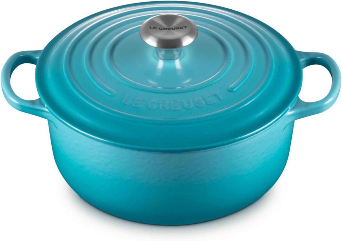 Le Creuset Signature Gusseisen-Bräter mit Deckel, Für alle Herdarten und Induktion geeignet, Rund, Karibik, 20,0 cm, 2.4 Bild 1