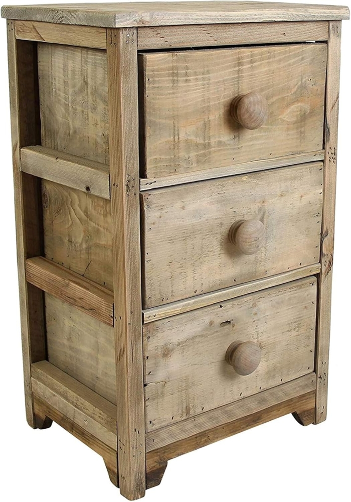 Kommode mit 3 Schubladen aus recyceltem Holz im Shabby Look, Nachtschrank, Flurkommode, Schubladenschrank Bild 1