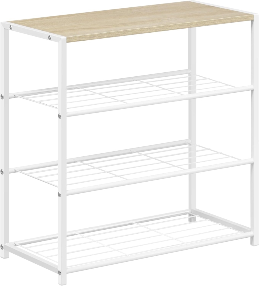 WOLTU Schuhregal mit 3 Ebenen, Schuhständer Metall, Schuhaufbewahrung platzsparend, Schuhorganizer für 9 Paar, Flur Wohnzimmer, 63 x 63 x 30 cm, weiß Bild 1