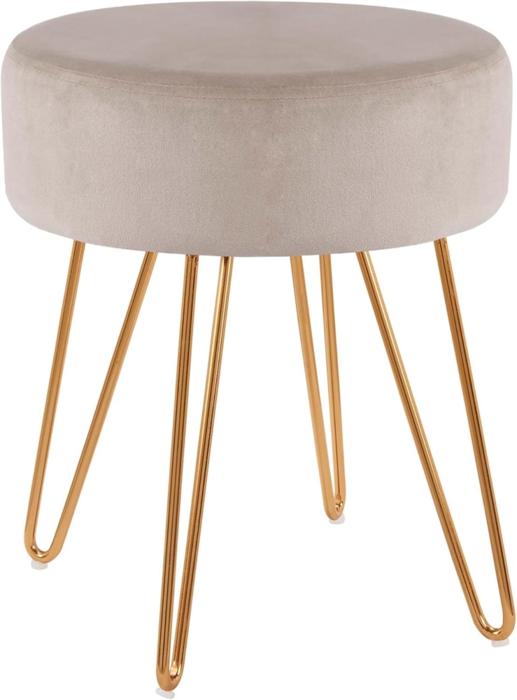 Duhome Hocker, Sitzhocker Rund Hocker Samt oder Stoff Lederoptik Schemel Metallbeine Bild 1