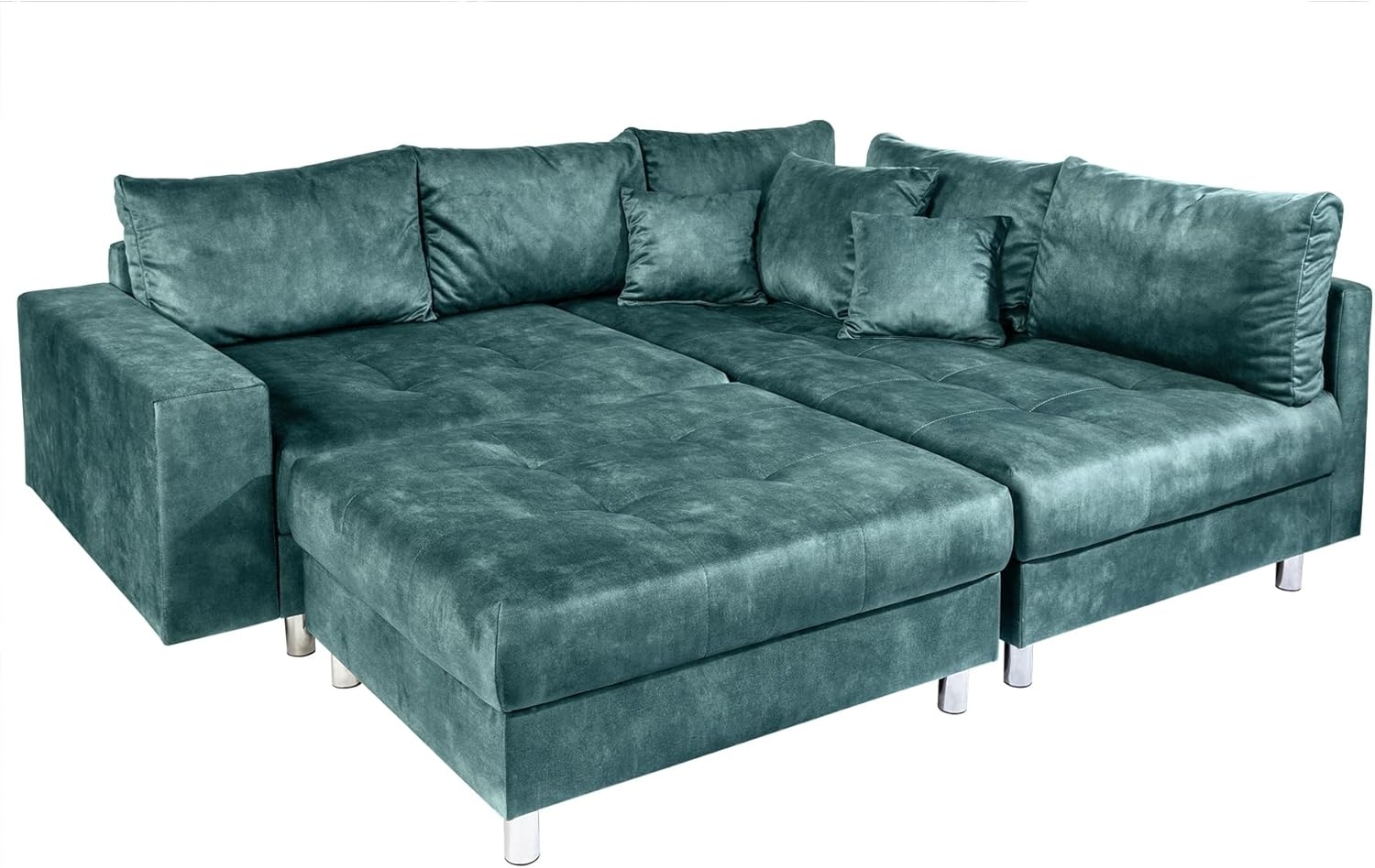 riess-ambiente Ecksofa KENT 220cm petrol, Einzelartikel 1 Teile, Wohnzimmer · Microvelours · L-Form · Ottomane beidseitig · Design Bild 1