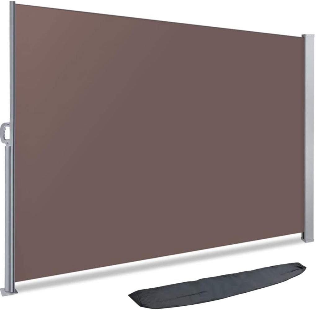 VOUNOT Seitenmarkise Ausziehbar für Balkon, Garten und Terrasse, Sichtschutz, Windschutz, Wasserdicht, Sonnenschutz, 180x300 cm, Braun Bild 1
