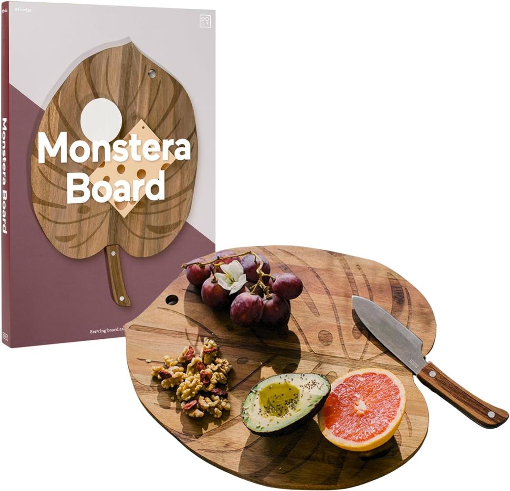 Doiy Servierbrett Monstera Board mit Messer Akazie Bild 1