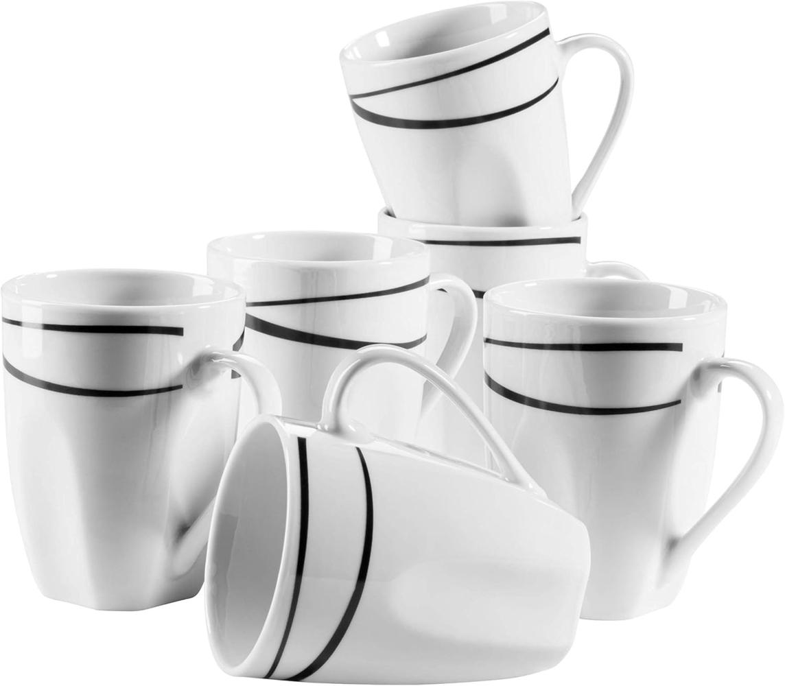 Mäser 991366 Serie Oslo, Kaffeebecher 6er Set, große Tasse, klassisch, zeitlos, elegant, Porzellan, schwarz weiß Bild 1